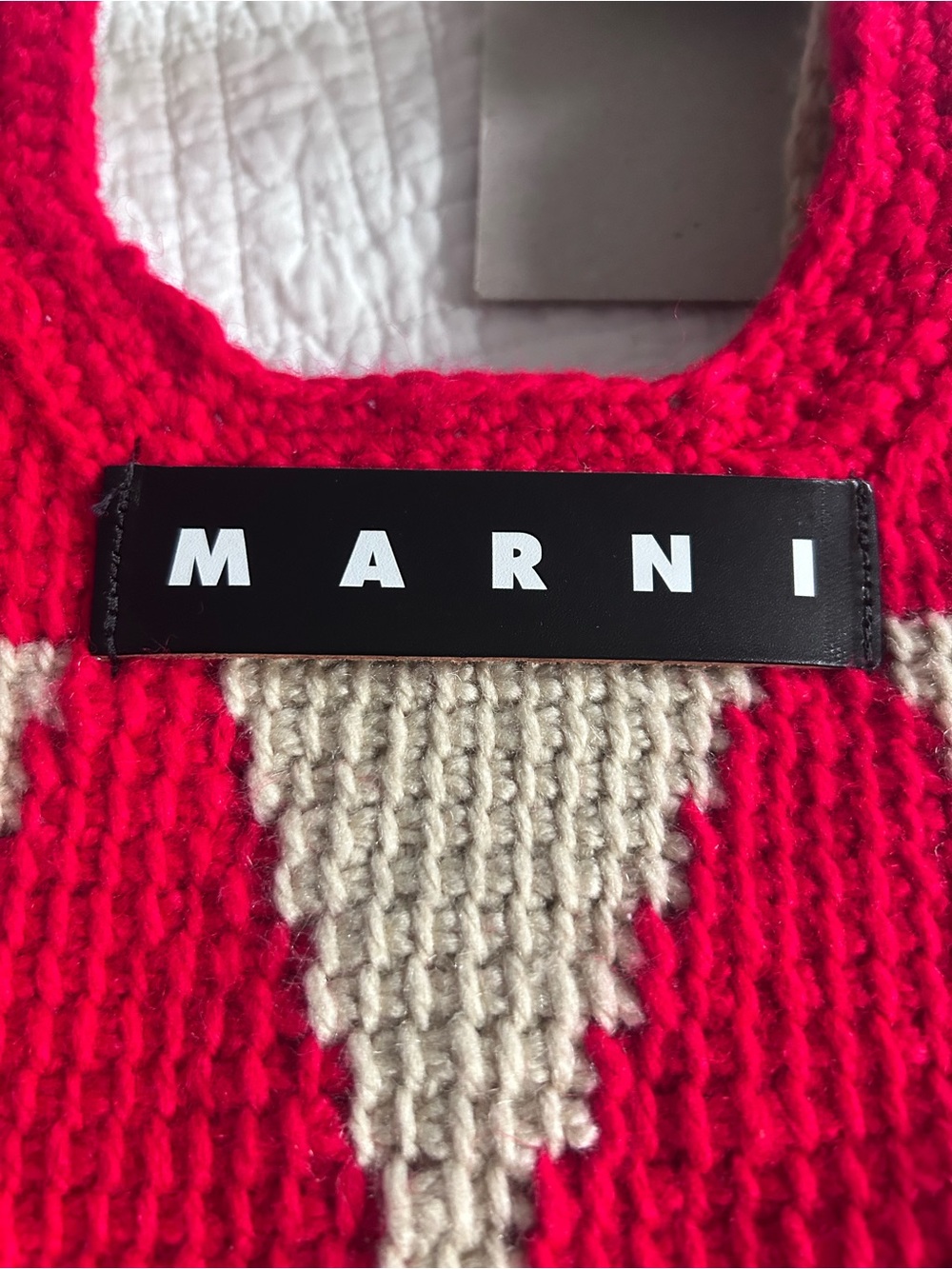 Marni Red and Cream Crochet Crossbody Bag - Picture 5 of 14